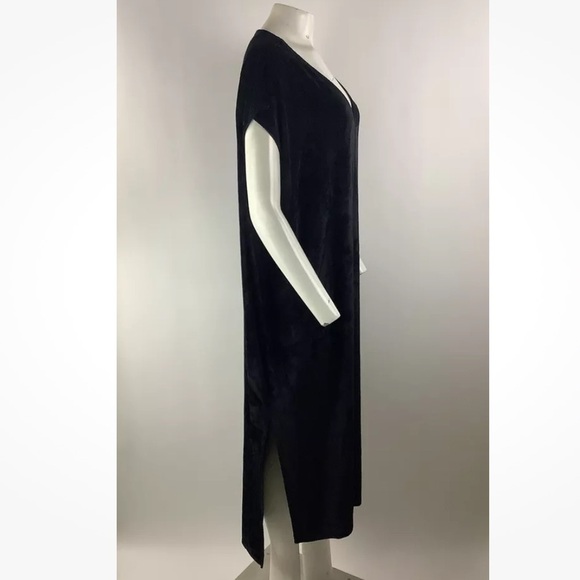 NWOT XCVI Sz M Maxi Crushed Velvet Pullover Dress Black Rayon Spandex Shift - Picture 3 of 6